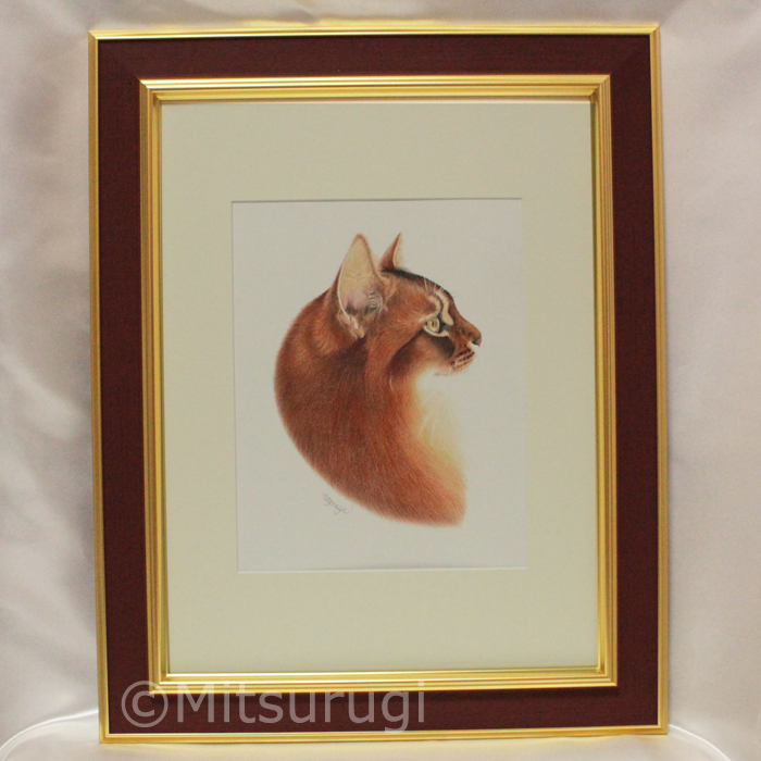 ペット 似顔絵 猫 横顔 絵 色鉛筆画 肖像画 イラスト ソマリ ルディ